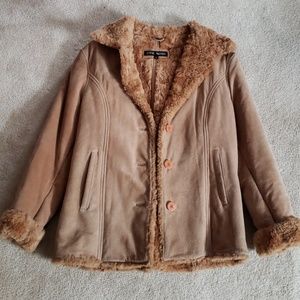Vintage Suede fur coat-  Teddy Bear